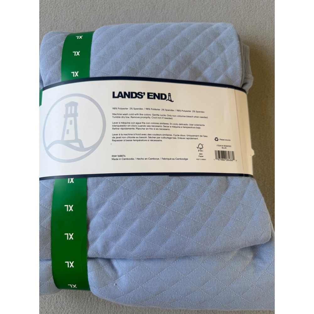 Lands End Womens XL Quilted Lounge Set 2-Piece Blue V-Neck Top Jogger Pants NEW - Picture 4 of 4